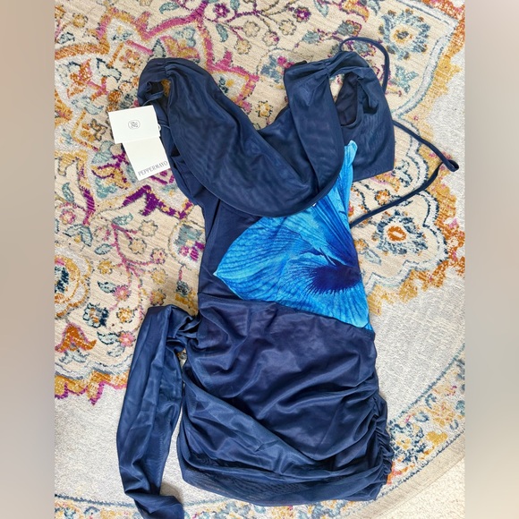 NWT Peppermayo Good Fortune Blue Flower Dress - Picture 3 of 4